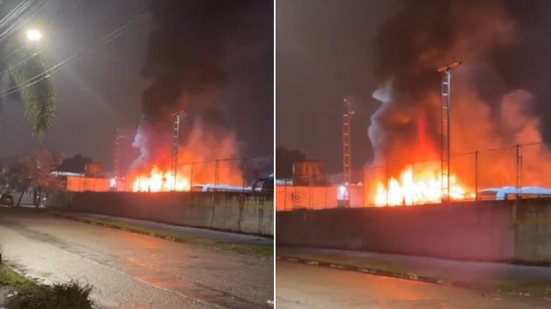 Chamas intensas em estacionamento de ônibus em São Vicente geram alerta e mobilização de equipes de resgate - Foto: Marcelo Ricky