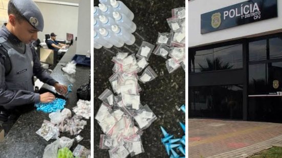 Suspeitos tentaram escapar pelos telhados, mas um deles foi localizado e preso com a ajuda da aeronave da PM - Foto: Divulgação/ Polícia Militar