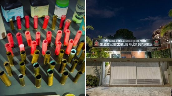 Após denúncias de disparos e ameaças, a PM localizou e prendeu um homem com arsenal de munições e materiais de recarga - Foto: Divulgação/ 29° BPMI