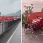 Condutores são alertados a redobrar a atenção e reduzir a velocidade ao se aproximar da área do acidente na rodovia - Imagem: Reprodução