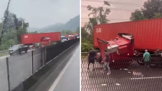 Condutores são alertados a redobrar a atenção e reduzir a velocidade ao se aproximar da área do acidente na rodovia - Imagem: Reprodução