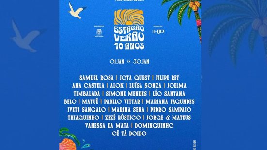 De 1º a 30 de janeiro de 2027, o evento traz uma mistura de ritmos e grandes nomes da música brasileira - Imagem: Divulgação / Redes Sociais