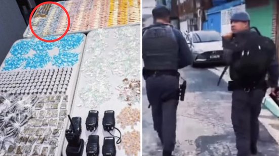 Foram apreendidos 608 pinos de cocaína, 504 porções de maconha e 119 pedras de crack durante a ação policial no litoral paulista - Foto: Divulgação