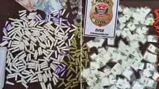 Entre as drogas apreendidas estão cocaína, crack e maconha, além de um caderno com anotações sobre o tráfico na região - Foto: Divulgação/ Polícia Civil