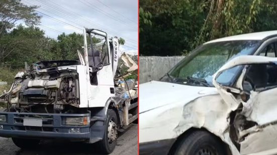 Um grave acidente na Rodovia Mogi-Bertioga deixou três pessoas feridas, incluindo o motorista de um carro e dois ajudantes de uma carreta - Foto: Divulgação/ Artesp
