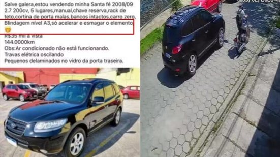 Veículo utilizado por Silvio Luiz Dessordi no atropelamento que matou o motociclista Pedro Eneas, em Itanhaém. Justiça condenou o motorista a 10 anos e 6 meses de prisão por homicídio doloso - Imagem: Reprodução/TJ-SP