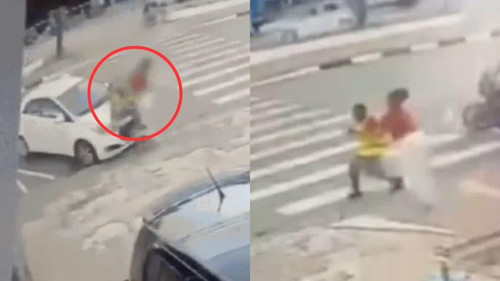 As imagens de segurança mostram a determinação da vítima, que mesmo ferida, não desistiu e conseguiu dominar o assaltante - Imagem: Reprodução