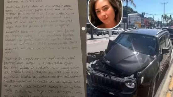Uma semana após a morte de Daniella Ferraz Rooth, o namorado compartilhou uma carta escrita pela nutricionista e publicou uma homenagem nas redes sociais em memória da companheira - Imagem: Redes sociais e Reprodução