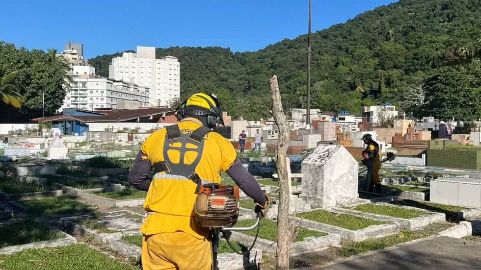 Cemitérios de Guarujá se preparam para receber visitantes no Dia das Mães - Imagem: Reprodução/Prefeitura de Guarujá