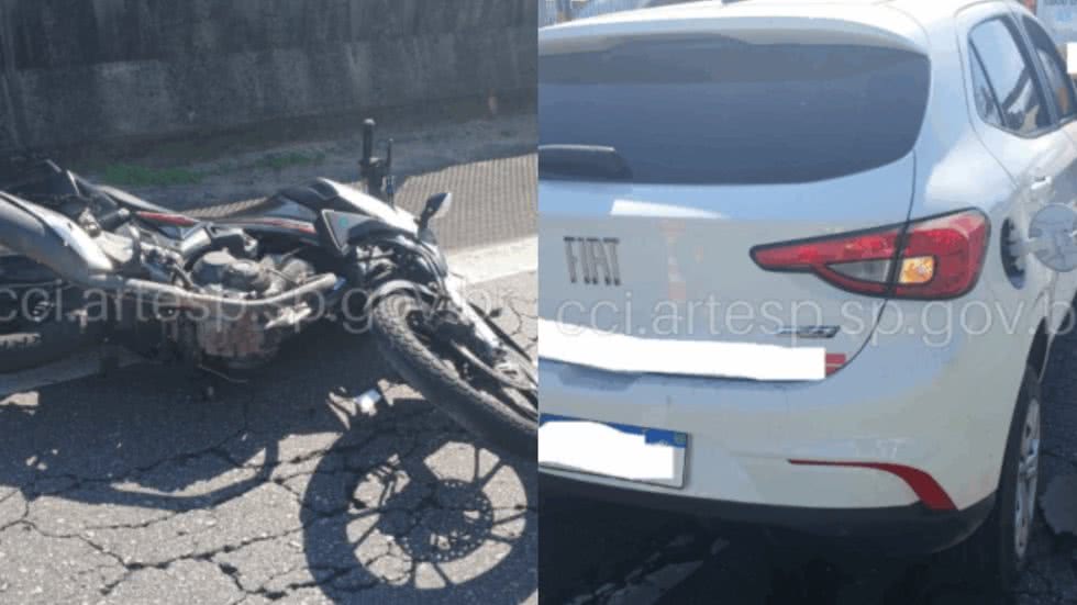Um engavetamento envolvendo três veículos deixou quatro pessoas feridas na Rodovia Padre Manoel da Nóbrega, em Mongaguá - Imagem: Artesp