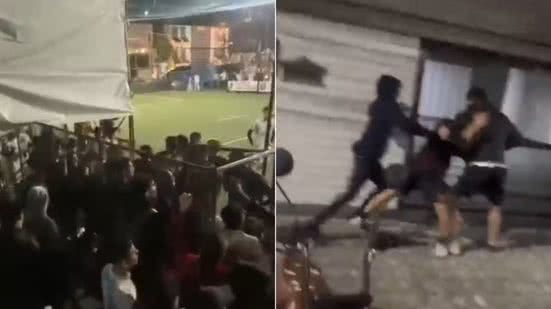 Confusão envolvendo estudantes durante os Jogos da Unisanta mobilizou a Polícia Militar e terminou com um jovem hospitalizado em Santos - Imagem: Reprodução