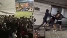 Confusão envolvendo estudantes durante os Jogos da Unisanta mobilizou a Polícia Militar e terminou com um jovem hospitalizado em Santos - Imagem: Reprodução