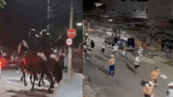 Após o jogo, torcedores insatisfeitos provocaram tumulto nas ruas, levando a Polícia Militar a intervir para conter a desordem - Imagem: Reprodução