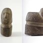 O Ídolo de Iguape, encontrado em 1906 no Vale do Ribeira, representa uma figura humana esculpida em pedra. Pesquisadores atuais apontam uma provável origem sambaquieira, mas a idade e a função do artefato ainda não foram determinadas - Imagem: Reprodução/Museu de Arqueologia e Etnologia (MAE)