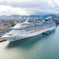 MSC Virtuosa, com capacidade para 6,3 mil passageiros, tem chegada prevista ao Porto de Santos em 2 de dezembro e deverá realizar 19 escalas durante a temporada 2026/2027 - Imagem: Divulgação