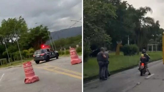 Área foi isolada após troca de tiros em Cubatão; confronto aconteceu em via movimentada e afetou o trânsito - Imagem: Reprodução / A Tribuna