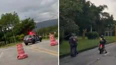 Área foi isolada após troca de tiros em Cubatão; confronto aconteceu em via movimentada e afetou o trânsito - Imagem: Reprodução / A Tribuna