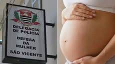 Delegacia de Defesa da Mulher de São Vicente acompanha investigação sobre denúncia de violência contra uma mulher grávida no bairro Itararé - Imagem: Anna Gabriela Ribeiro/g1 e Reprodução/DPESP