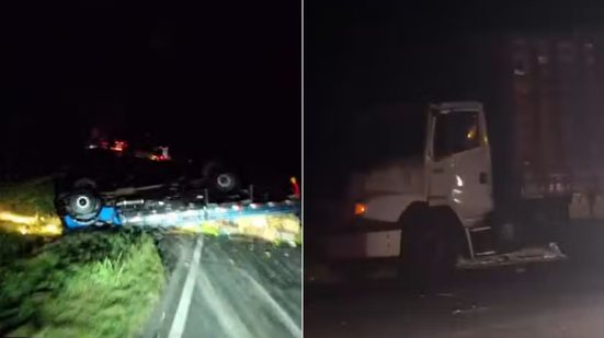 Acidente entre duas carretas na Rodovia Régis Bittencourt provocou morte de caminhoneiro e causou interdição da pista durante a madrugada - Imagem: Redes sociais