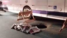 Incidente na Avenida Senador Pinheiro Machado mobiliza Sabesp e CET para garantir segurança dos motoristas e pedestres - Imagem: Reprodução