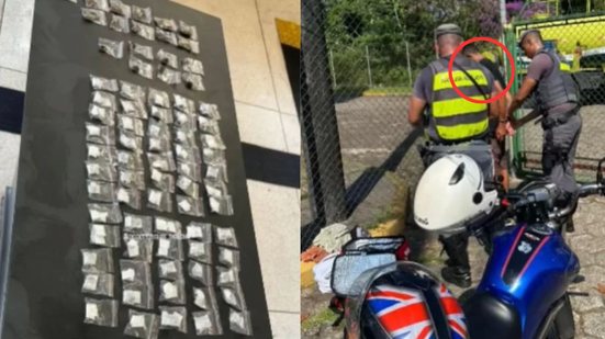 Um motoqueiro foi interceptado pela polícia após ignorar ordem de parada durante a Operação Carnaval em Santos - Imagem: Reprodução/ @ocorrencias_policial