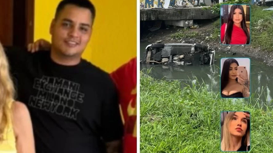 Três mulheres morreram após carro de luxo colidir com árvore e cair em canal em SP - Imagem: Reprodução