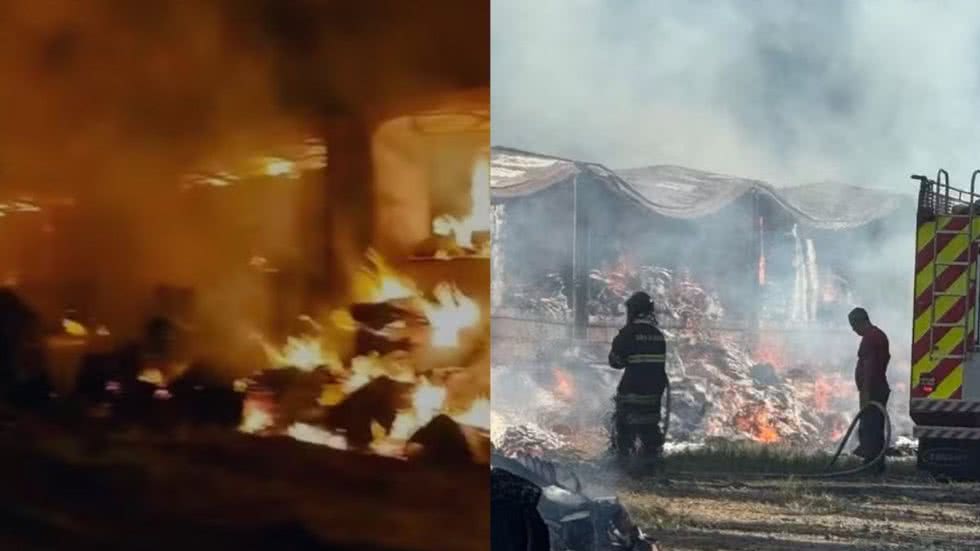 Equipes do Corpo de Bombeiros lutam contra incêndio em trem de carga que já dura mais de oito horas em Cubatão, sem feridos, mas com grandes prejuízos - Foto: Divulgação /Corpo de Bombeiros e Yasmin Braga/ TV Tribuna