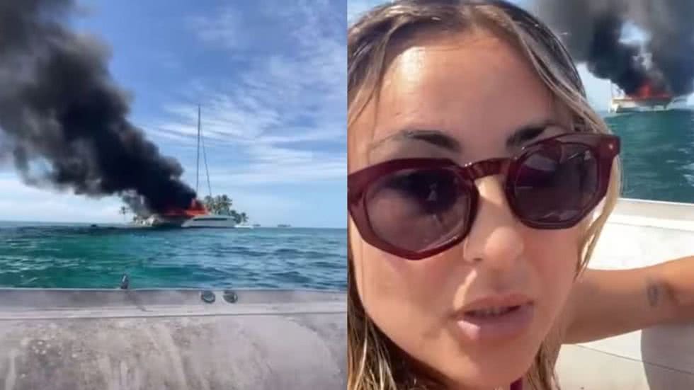 O incêndio no catamarã ocorreu rapidamente, levando os turistas a uma fuga arriscada em meio a tubarões nas águas do Caribe - Foto: Arquivo Pessoal/ Carolina Pereira Topfstedt