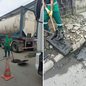 A limpeza das ruas Aurélio Batista Félix e José Wenceslau Ventura foi feita no domingo para não impactar o tráfego - Foto: Divulgação/ Prefeitura de Santos