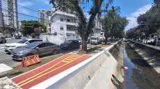 Com a recomposição do talude do canal 4, a Prefeitura elimina riscos de desabamentos e reabre calçadas e ciclovia na região - Foto: Divulgação/ Prefeitura de Santos