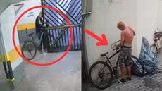 A Polícia Civil prendeu Cleberson, morador de rua, que arrombava portões e danificava câmeras para roubar bicicletas - Imagem: Reprodução