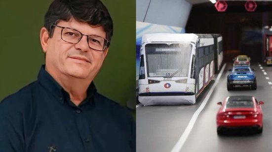 Jose Santaella, comenta os impactos do atraso no projeto do túnel imerso (na projeção a direita) - Imagem: Reprodução
