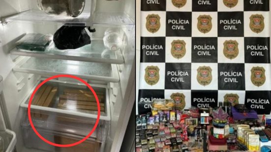Apreensões incluem 17 pacotes de haxixe, 15 pacotes de maconha e 61 pacotes de skunk, além de armas - Imagem: Reprodução