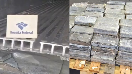 Fiscalização no porto levou à apreensão de droga escondida entre cargas - Imagem: Divulgação/Receita Federal