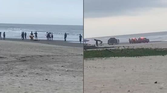 Duas pessoas foram resgatadas em estado grave após afogamento em Mongaguá, possivelmente devido ao consumo de álcool antes de entrar no mar - Foto: Claudiana Jesus Souza/ g1