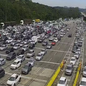 Congestionamento nas rodovias Anchieta e Imigrantes marca a saída de turistas para o litoral paulista após o Natal. - Imagem: Ecovias