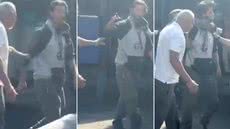 Confusão durante manifestação de caminhoneiros na Alemoa terminou com a agressão de um manifestante por um policial militar - Imagem: Reprodução/Redes Sociais