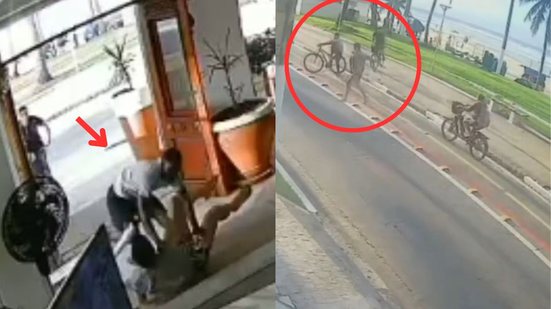 Um homem foi perseguido e atacado por ladrões enquanto observava a praia em Guarujá - Imagem: Reprodução