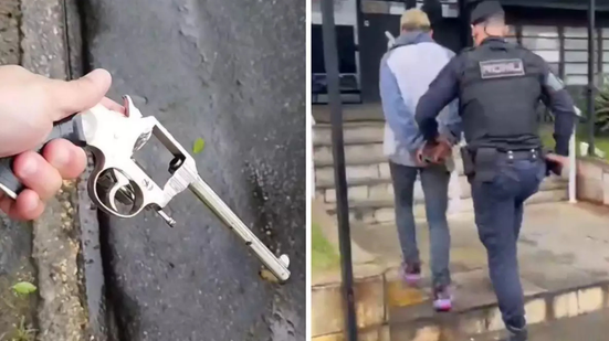 Um homem foi preso em flagrante neste domingo, 6, na Enseada, em Guarujá, após ser abordado pela Guarda Civil Municipal - Imagem: Reprodução