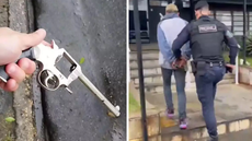 Um homem foi preso em flagrante neste domingo, 6, na Enseada, em Guarujá, após ser abordado pela Guarda Civil Municipal - Imagem: Reprodução