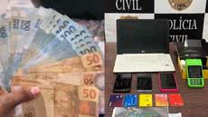 Polícia apreende celulares, notebook e cartões bancários que ajudarão nas investigações sobre a organização criminosa - Foto: Divulgação/ Polícia Civil