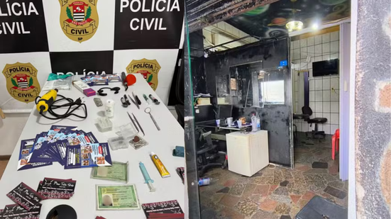 Polícia encontrou materiais odontológicos em estúdio que funcionava sem alvará - Imagem: Divulgação | Polícia Civil