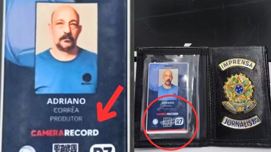 Adriano Correa da Silva usava credencial falsa para extorquir comércios na Baixada Santista e foi preso em flagrante - Imagem: Divulgação/ Polícia Civil