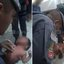 Policiais militares realizaram manobras de desengasgo em um bebê de um mês após a mãe procurar ajuda em uma base comunitária na Vila Zilda, em Guarujá, na noite de quarta-feira (14) - Imagem: Reprodução