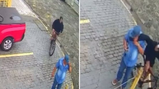 José Aparecido dos Santos, de 69 anos, morreu após sofrer um infarto durante uma perseguição a um suspeito que tentou furtar seu celular em frente à própria loja, no bairro Guilhermina, em Praia Grande - Imagem: Reprodução