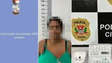 Polícia Civil apreendeu substâncias emagrecedoras, uma caneta de aplicação, seis agulhas e um celular durante operação em um imóvel na Vila Esperança, em Cubatão. Uma mulher de 31 anos foi presa em flagrante - Imagem: Polícia Civíl