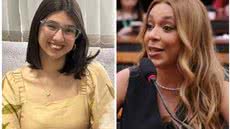 Deputada estadual eleita pelo PL, Eduarda Campopiano é alvo de representação apresentada ao MP-SP após publicação nas redes sociais sobre a deputada federal Erika Hilton, do PSOL - Imagem: Montagem/Yasmin Braga/TV Tribuna/Renato Araújo/Câmara dos Deputados