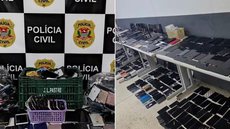 Polícia Civil apreendeu cerca de 10 mil celulares durante fiscalizações em lojas da Baixada Santista. - Imagem: Polícia Civil de SP / Divulgação