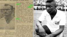 Pelé marcou o primeiro gol com a camisa do Santos em 7 de setembro de 1956, aos 15 anos, durante a vitória por 7 a 1 sobre o Corinthians de Santo André. A estreia do Rei pelo clube completa 70 anos nesta segunda-feira (7) - Imagem: Jornal A Tribuna / Santos Futebol Clube