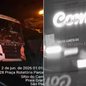 Parte frontal do caminhão ficou destruída após a sequência de colisões envolvendo uma carreta e um ônibus na Rodovia Anchieta, em Cubatão - Imagem: Artesp / Divulgação